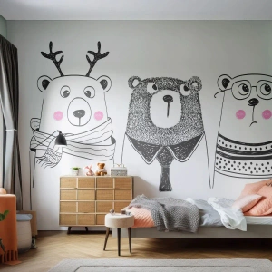 Fototapete Premium Canvas - Teddybär, Teddybär und Bär - Für Kinder, Tragen, Illustration - 400x280 cm