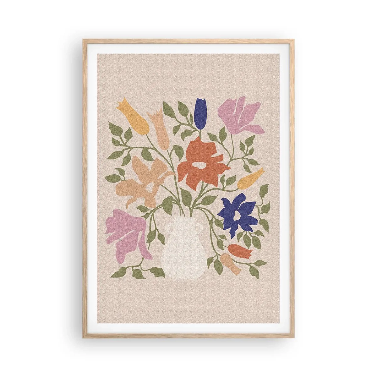 Poster in einem Rahmen aus heller Eiche - Zartes Bouquet - 70x100 cm