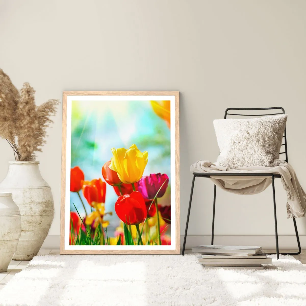 Poster in einem Rahmen aus heller Eiche - Alle Farben der Sonne - 61x91 cm
