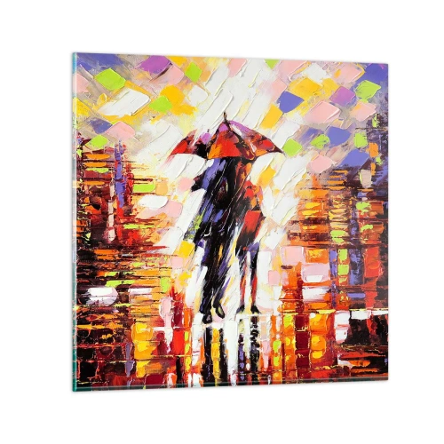 Glasbild - Bild auf glas - Gemeinsam durch die Nacht und den Regen - 40x40 cm