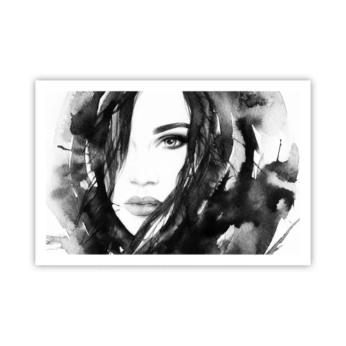 Poster - Porträt einer Dame in Schwarzweiß - 91x61 cm