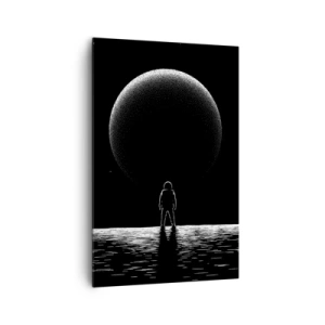Bild auf Leinwand - Leinwandbild - Ein Astronaut vor dem Hintergrund eines großen Planeten im Weltraum - 80x120cm - Angesicht zu Angesicht - Moderne Wanddekoration für Wohnzimmer und Schlafzimmer ARTTOR