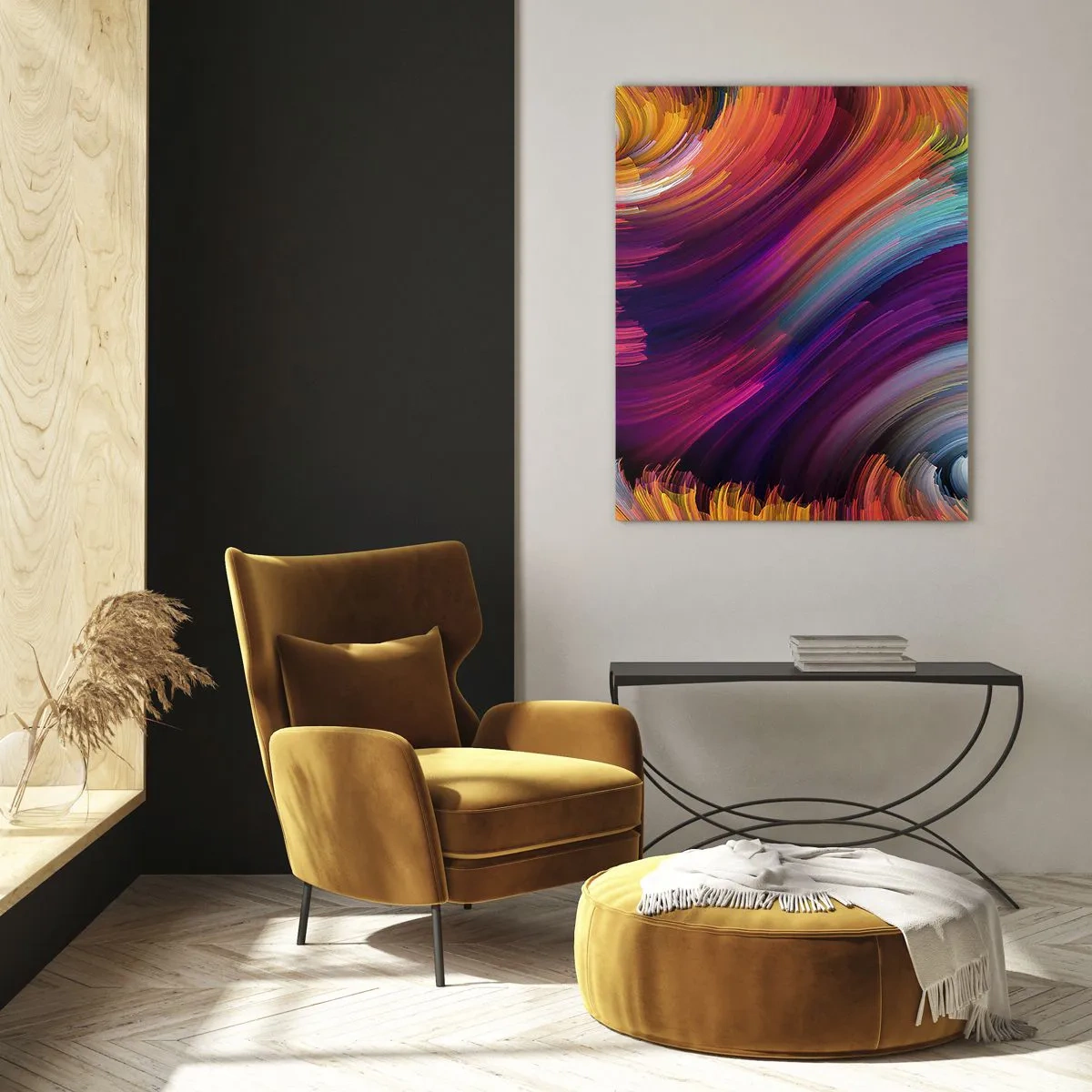 Glasbild - Bild auf glas - Abstrakte Wirbel in leuchtenden Farben - 70x100cm - Der Beginn einer neuen Welt - Moderne Wanddekoration für Wohnzimmer und Schlafzimmer ARTTOR