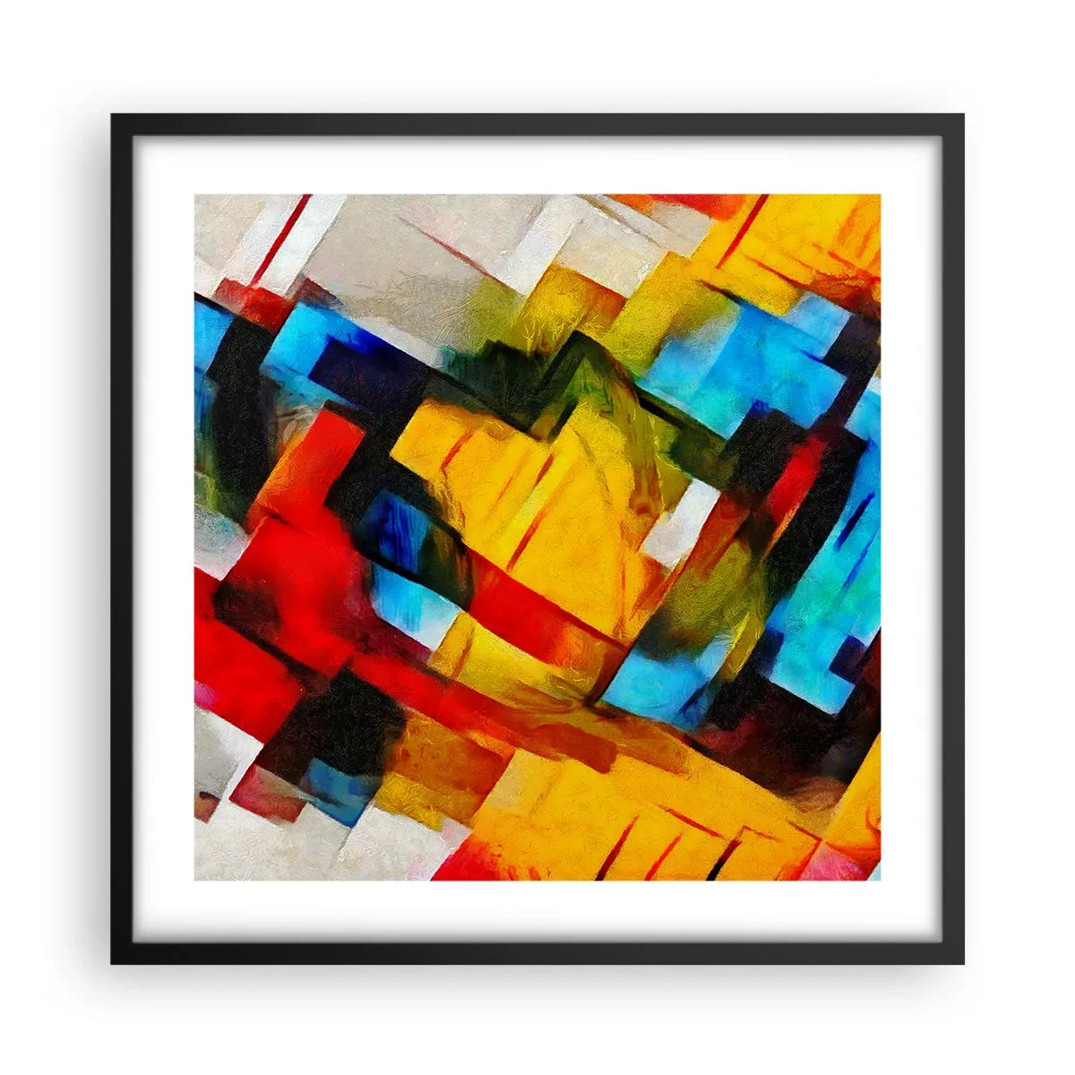 Poster in einem schwarzem Rahmen - Ein bunter Interleaver - 50x50 cm