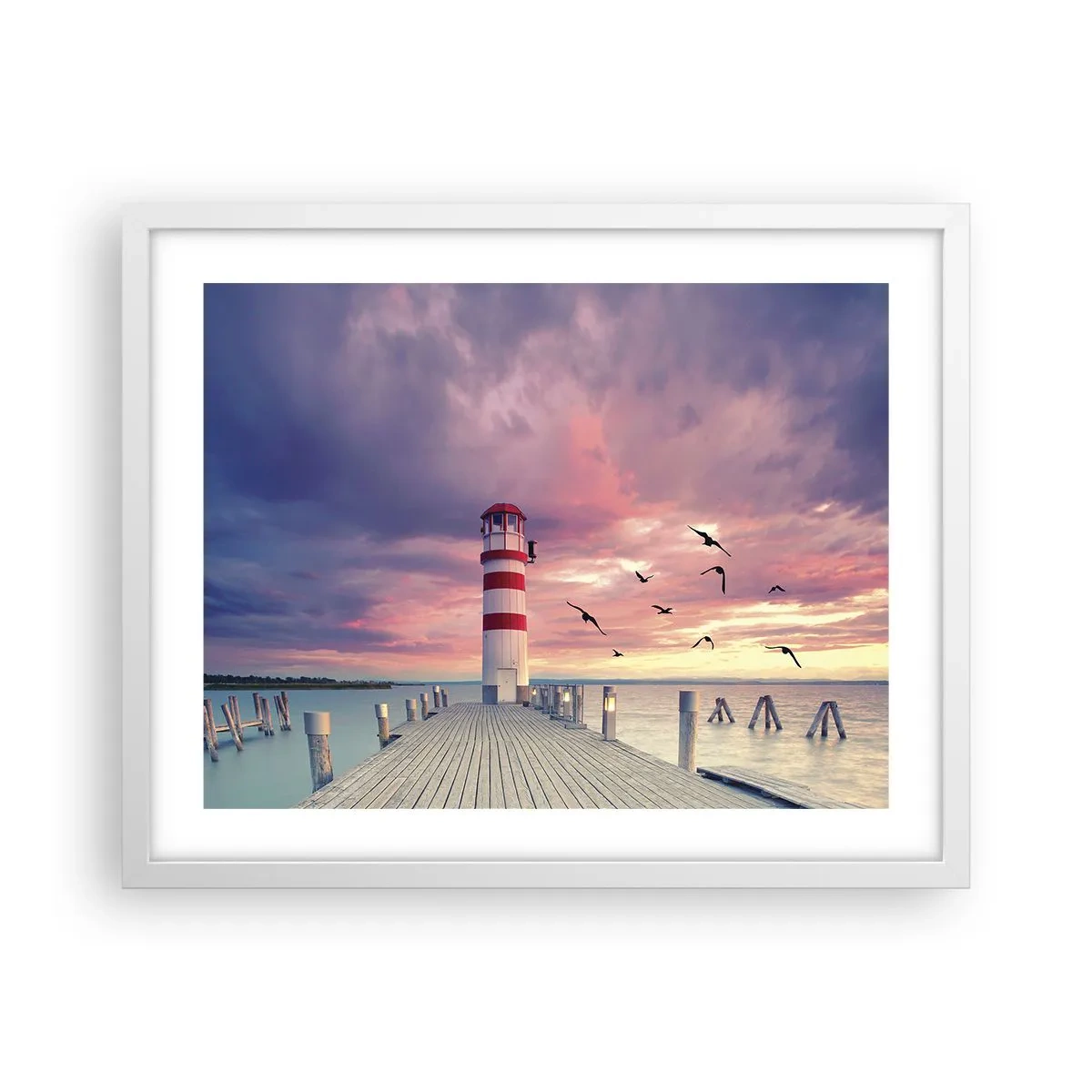 Poster in einem weißen Rahmen - Es ist Zeit zum Hafen zu gehen - 50x40 cm