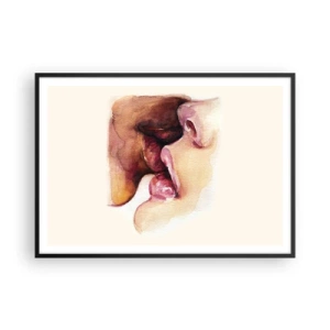 Poster in einem schwarzem Rahmen - Ein Aquarell einer Nahaufnahme eines Gesichts - 100x70cm - Wie Tag und Nacht, Erde und Himmel - Moderne Wanddekoration für Wohnzimmer und Schlafzimmer ARTTOR