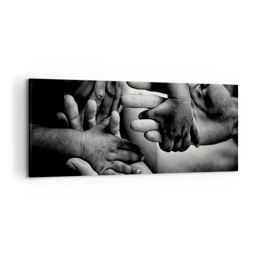 Bild auf Leinwand - Leinwandbild - Schwarze und weiße Hände verschiedener Generationen - 120x50cm - Mensch sein - Moderne Wanddekoration für Wohnzimmer und Schlafzimmer ARTTOR