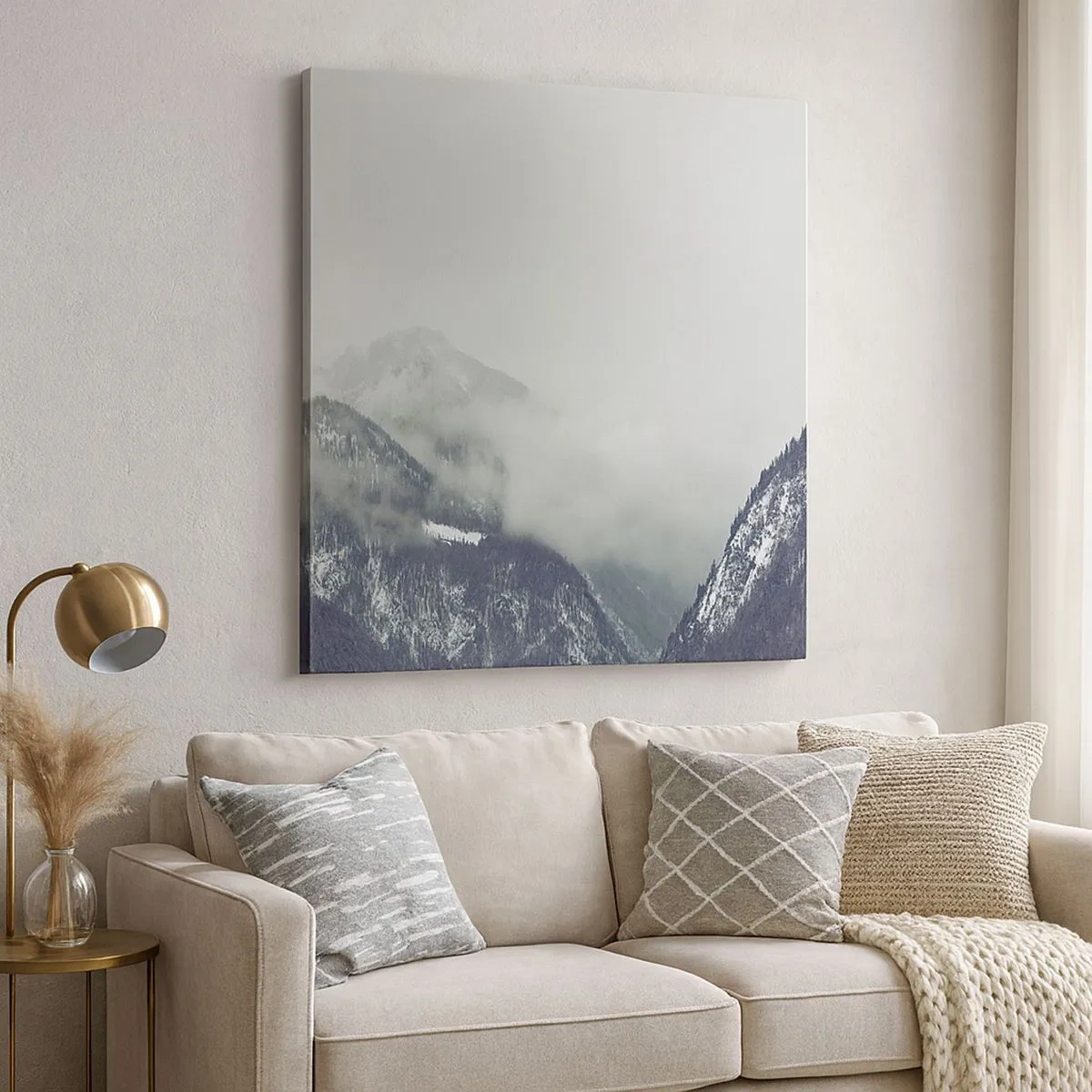 Bild auf Leinwand - Leinwandbild - Nebliges Tal - 30x30 cm