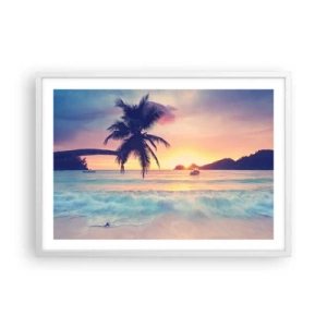 Poster in einem weißen Rahmen - Ein Abend in der Bucht - 70x50 cm