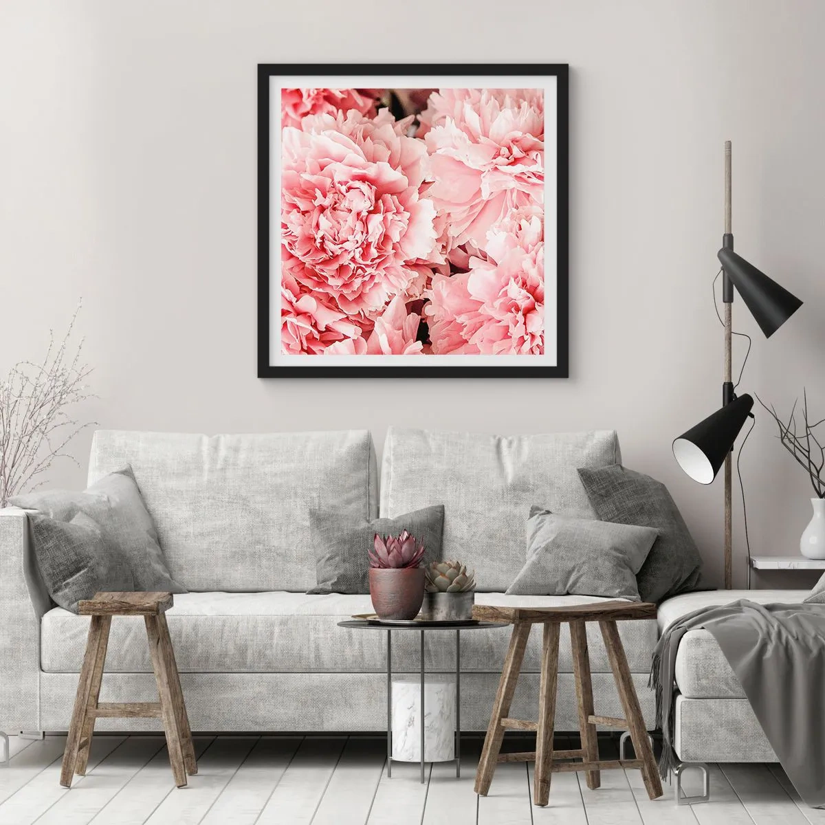 Poster in einem schwarzem Rahmen - Rosa Traum - 30x30 cm