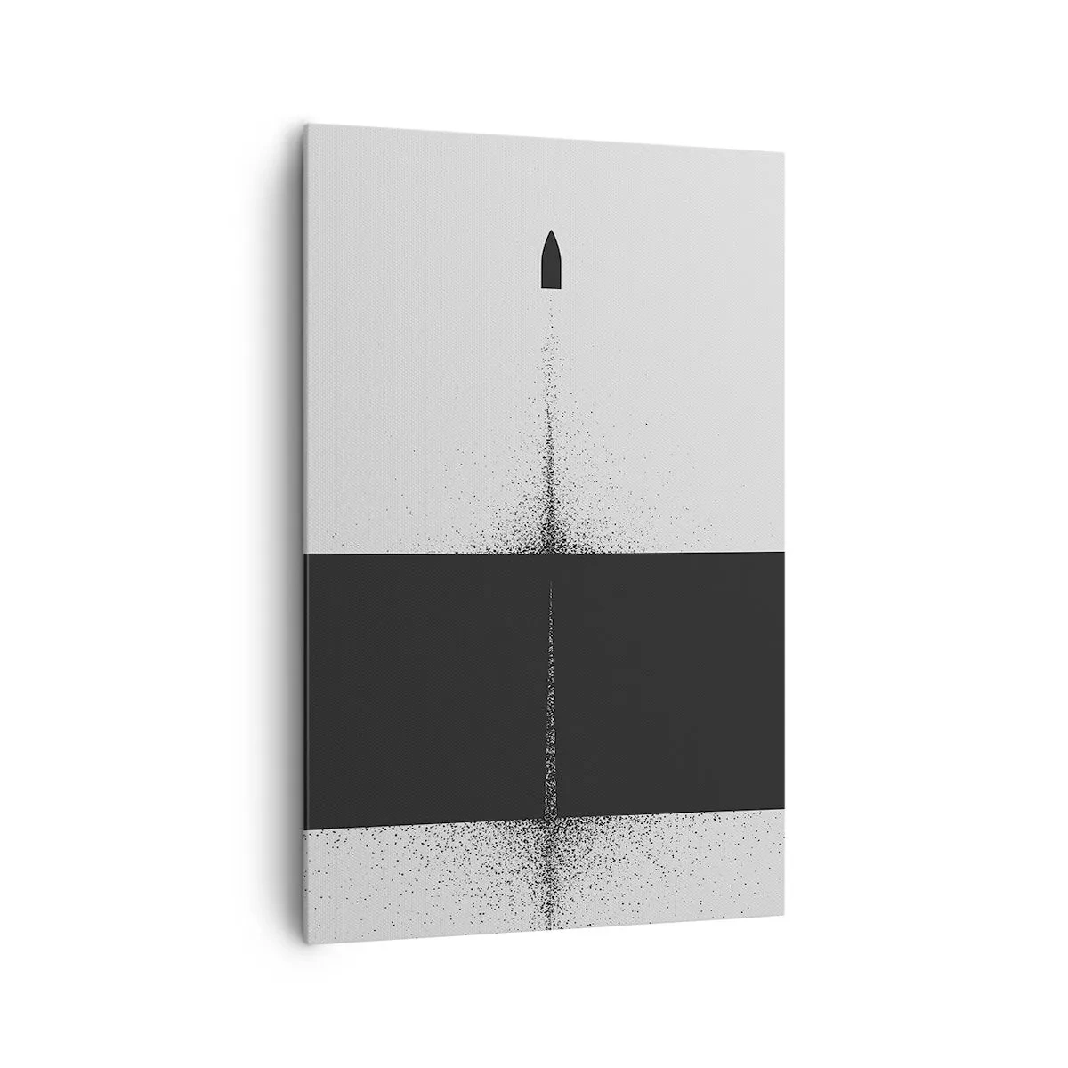Bild auf Leinwand - Leinwandbild - Ein symbolisches Projektil im minimalistischen, abstrakten Stil. - 80x120cm - Direkt zum Ziel - Moderne Wanddekoration für Wohnzimmer und Schlafzimmer ARTTOR