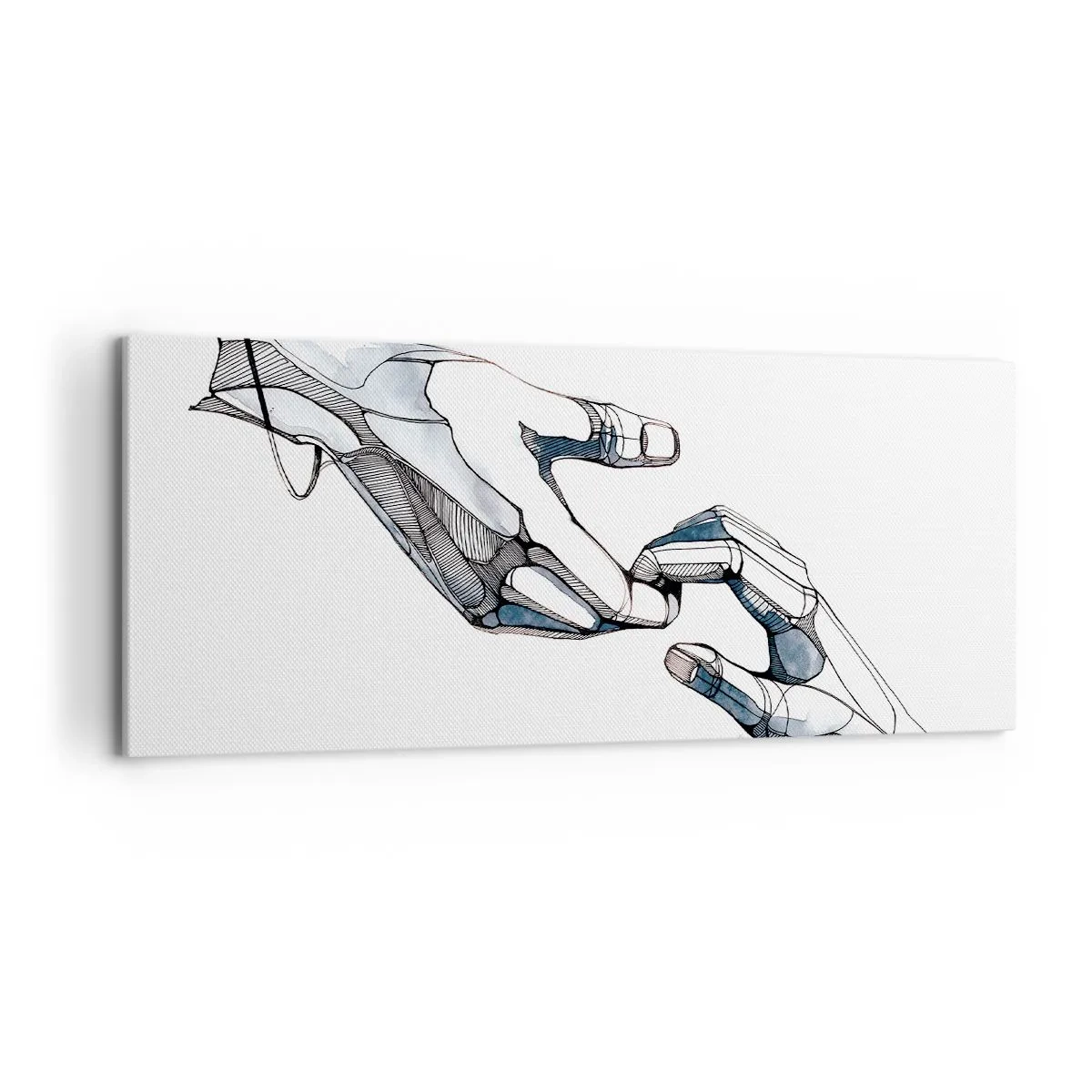 Bild auf Leinwand - Leinwandbild - Künstlerische Darstellung einer Hand in minimalistischer und geometrischer Form - 120x50cm - Eine gute Geste - Moderne Wanddekoration für Wohnzimmer und Schlafzimmer ARTTOR