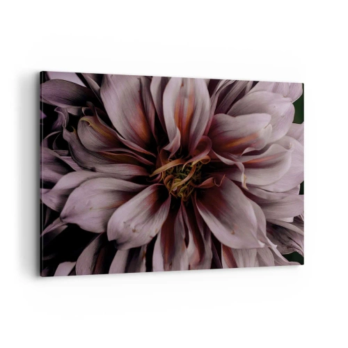 Bild auf Leinwand - Leinwandbild - Nahaufnahme einer großen Blume in dezenten Farben - 120x80cm - Ein Blumenherz - Moderne Wanddekoration für Wohnzimmer und Schlafzimmer ARTTOR