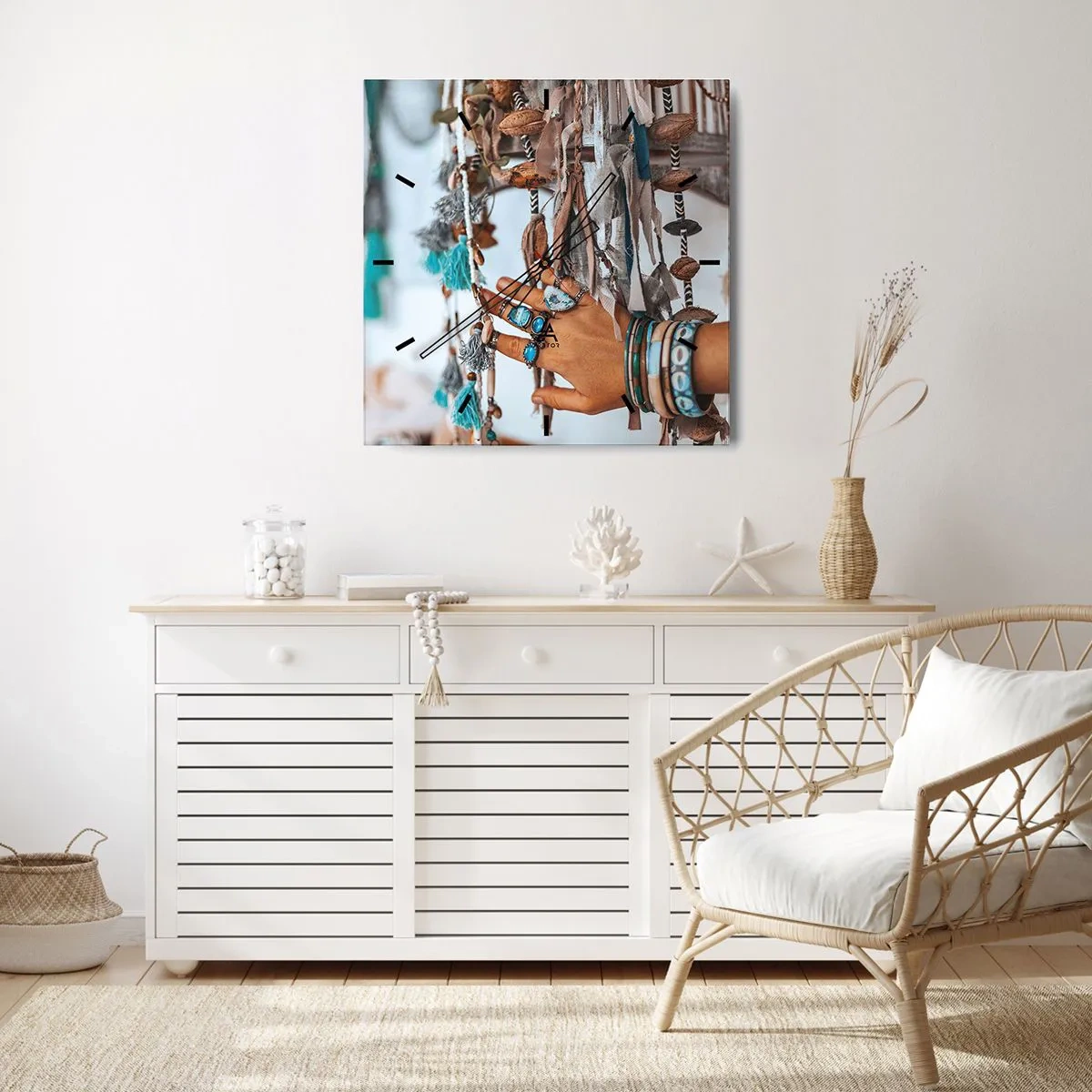 Wanduhr - Glasuhr - Lokale Schätze - 40x40 cm