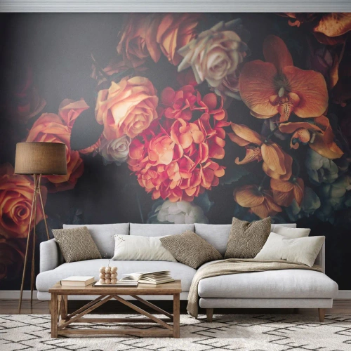 Maßgeschneiderte selbstklebende Fototapete Deluxe Sticker - Wie bei den holländischen Meistern - Blumenstrauß, Blumen, Rosen