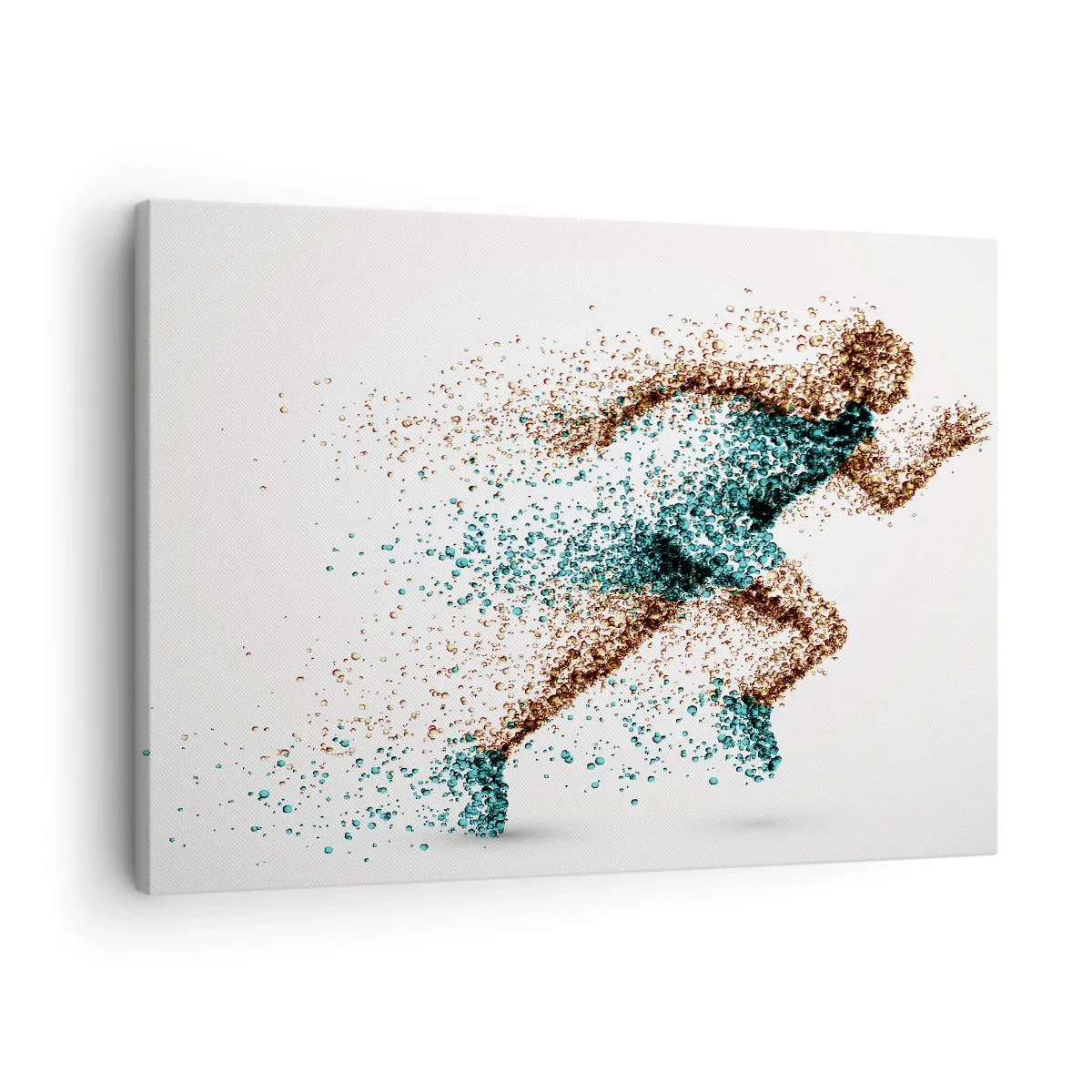 Bild auf Leinwand - Leinwandbild - Eine dynamische Läuferfigur aus winzigen Partikeln - 70x50cm - Das Leben ist ein Lauf - Moderne Wanddekoration für Wohnzimmer und Schlafzimmer ARTTOR