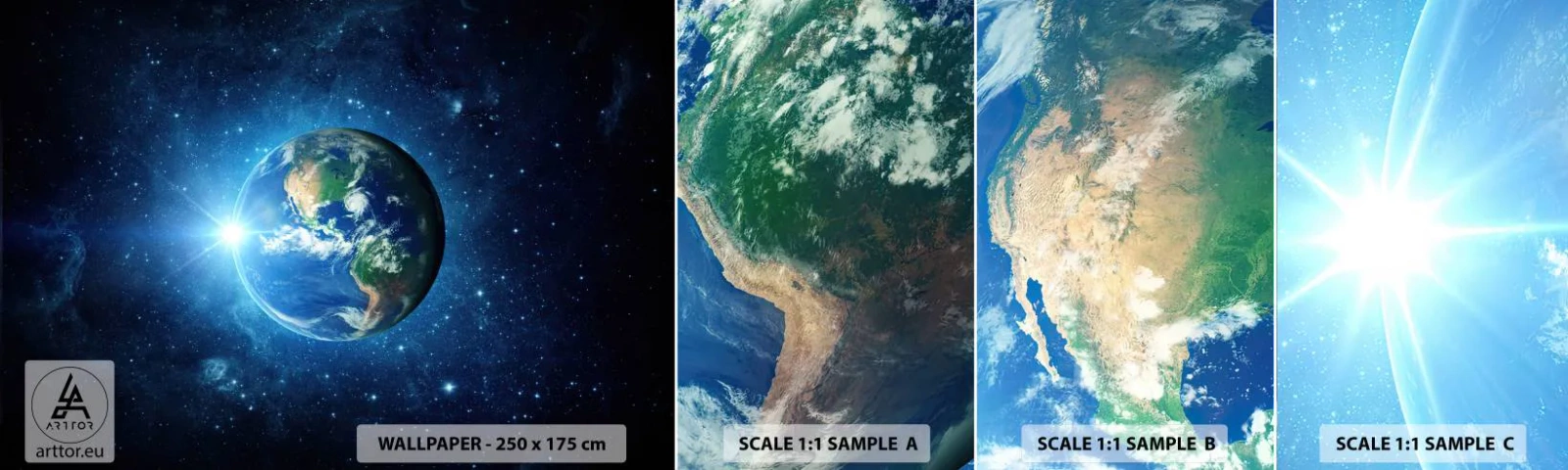 Fototapeten Muster Selbstklebend Deluxe Sticker - Wir sind im Himmel - Kosmos, Planet Erde, Globus - 100x30 cm