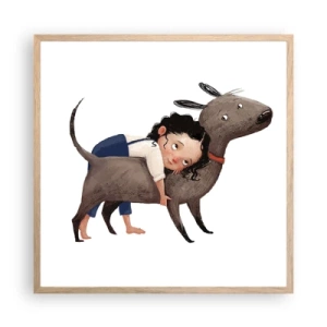 Poster in einem Rahmen aus heller Eiche - Beste Freunde - 60x60 cm