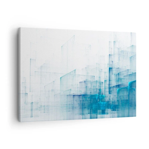 Bild auf Leinwand - Leinwandbild - Abstrakte geometrische Formen in Blautönen - 70x50cm - Wie der Raum wgeschaffen urde - Moderne Wanddekoration für Wohnzimmer und Schlafzimmer ARTTOR