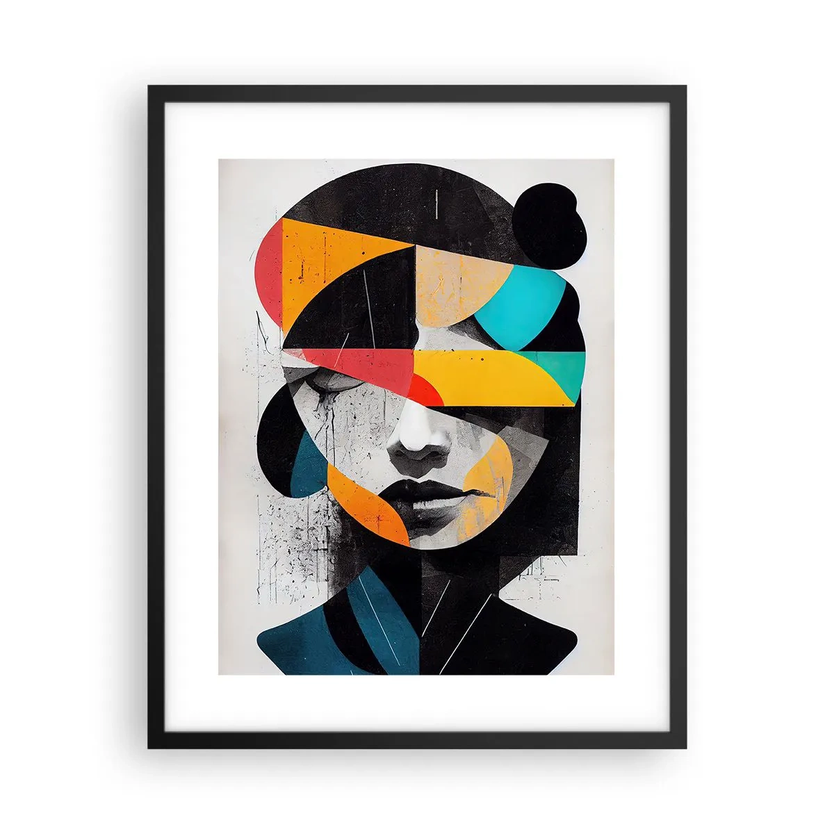 Poster in einem schwarzem Rahmen - Mehrfarbiges Innenporträt - 40x50 cm