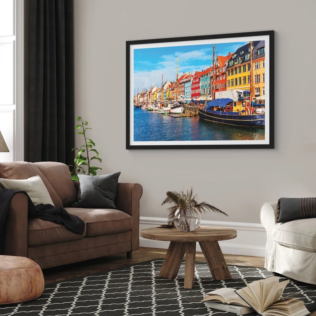 Poster in einem schwarzem Rahmen - Fröhlicher Kai - 91x61 cm