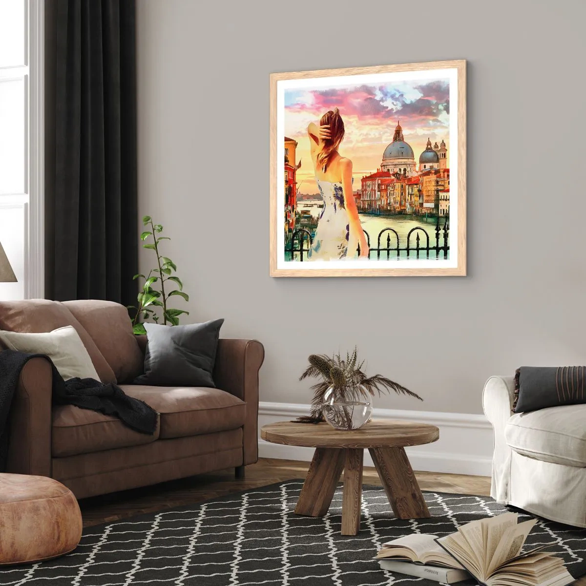 Poster in einem Rahmen aus heller Eiche - Als Abenteuer nur in ... - 60x60 cm