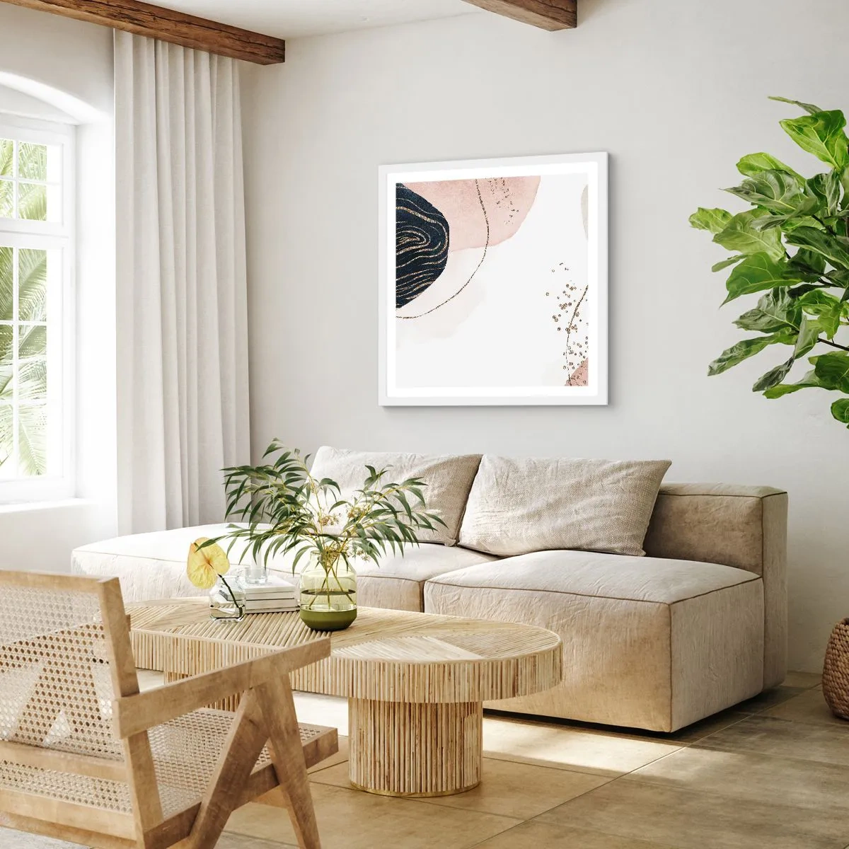 Poster in einem weißen Rahmen - Alles fließt - 40x40 cm