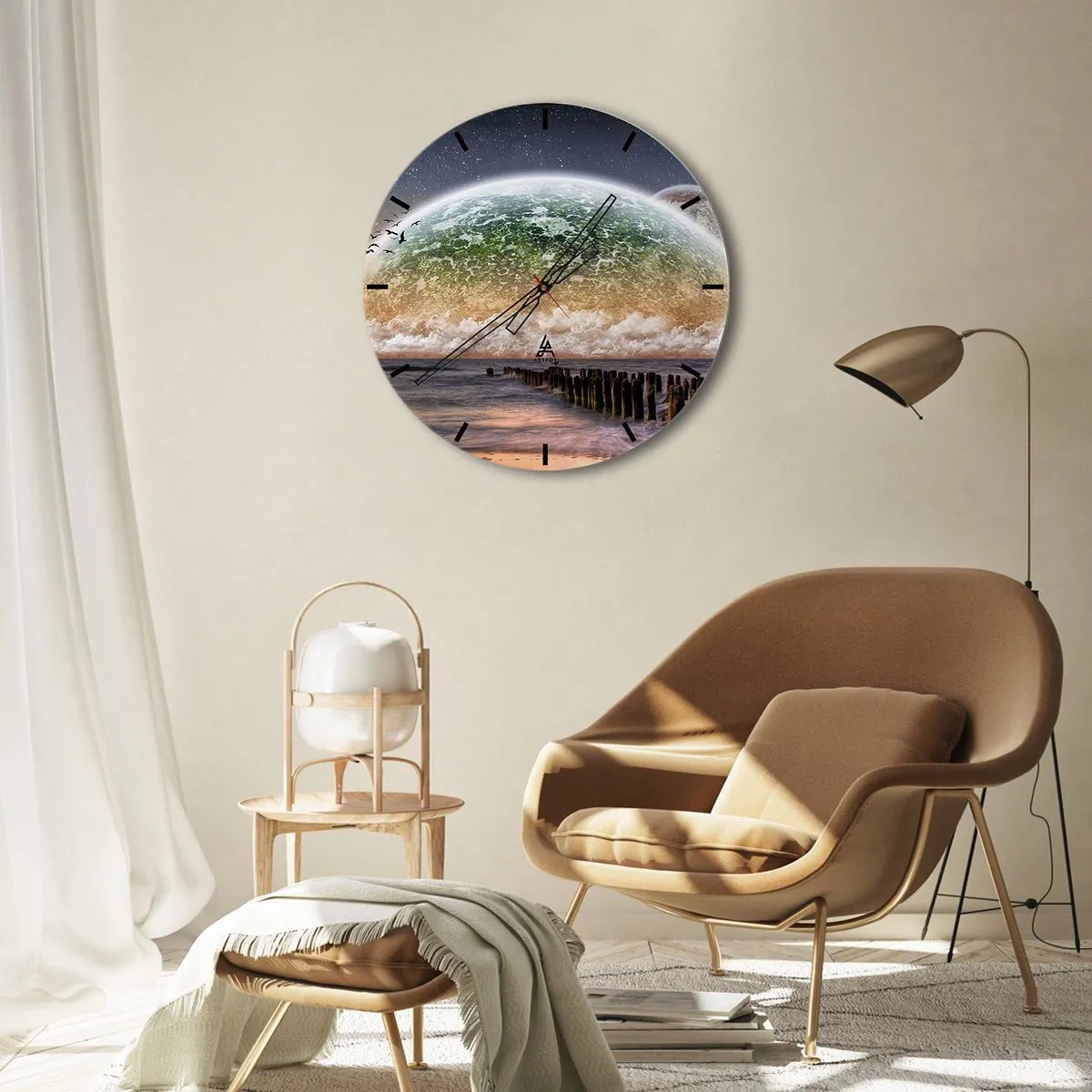 Wanduhr - Glasuhr - Und die Welt tauchte aus dem Wasser auf - 40x40 cm