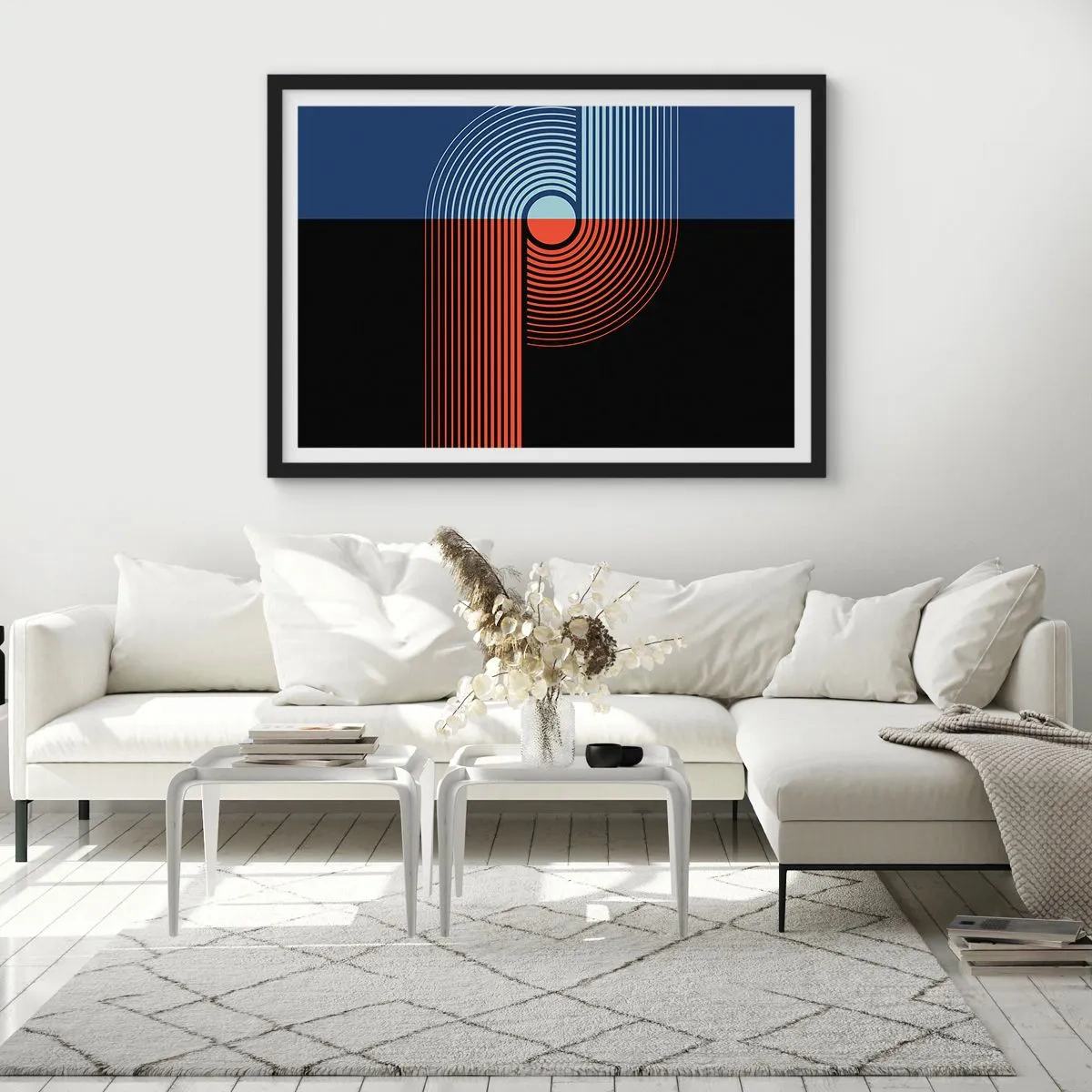 Poster in einem schwarzem Rahmen - In einer geometrischen Umarmung - 40x30 cm