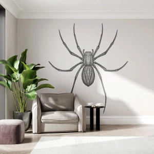 Fototapete Premium Sand - Schwarze Spinne im Zeichenstil auf weißem Hintergrund - 100x70cm - Beunruhigende Präzision - Moderne Wanddekoration für Wohnzimmer und Schlafzimmer ARTTOR