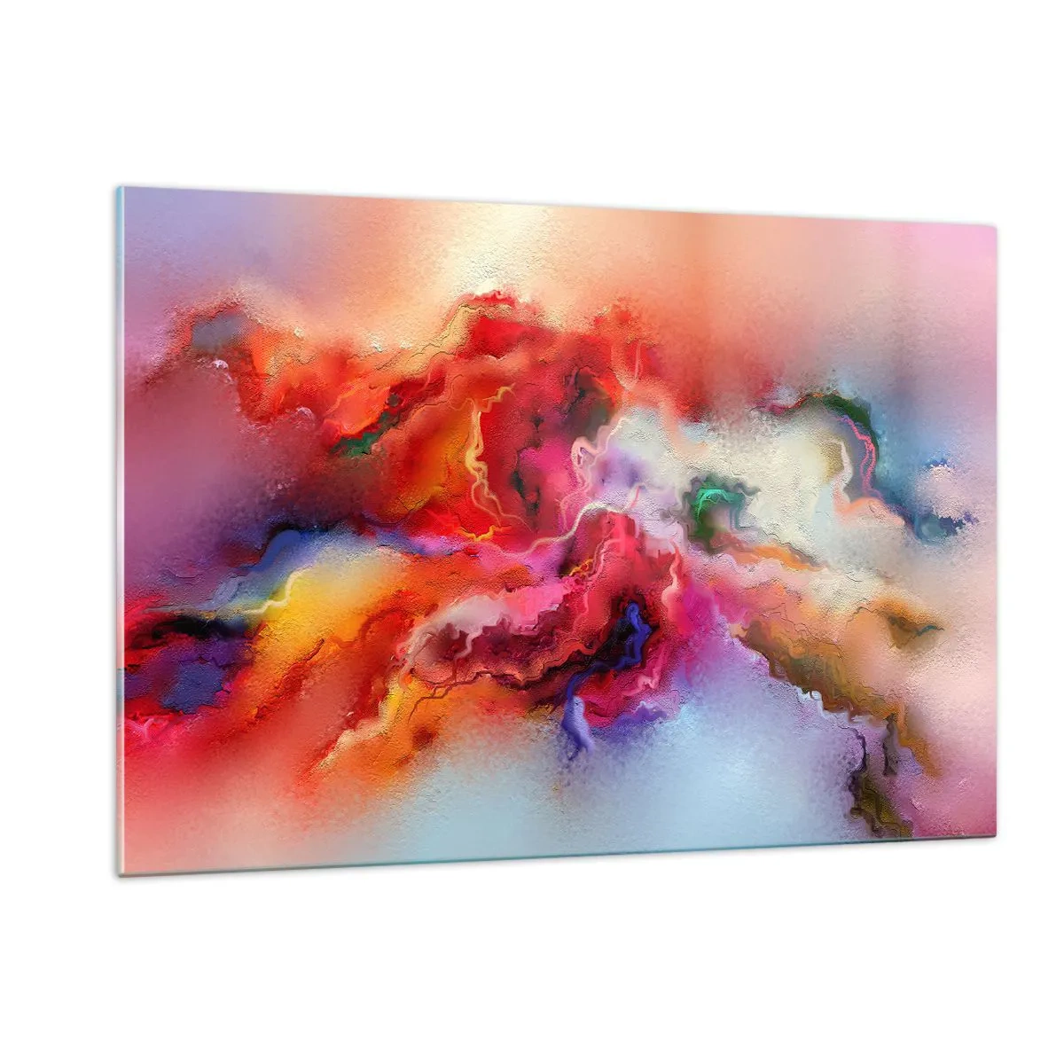 Glasbild - Bild auf glas - Eine farbenfrohe Abstraktion, die wirbelnden Rauchfahnen ähnelt. - 120x80cm - Wie man Träume fängt - rauchen - Moderne Wanddekoration für Wohnzimmer und Schlafzimmer ARTTOR