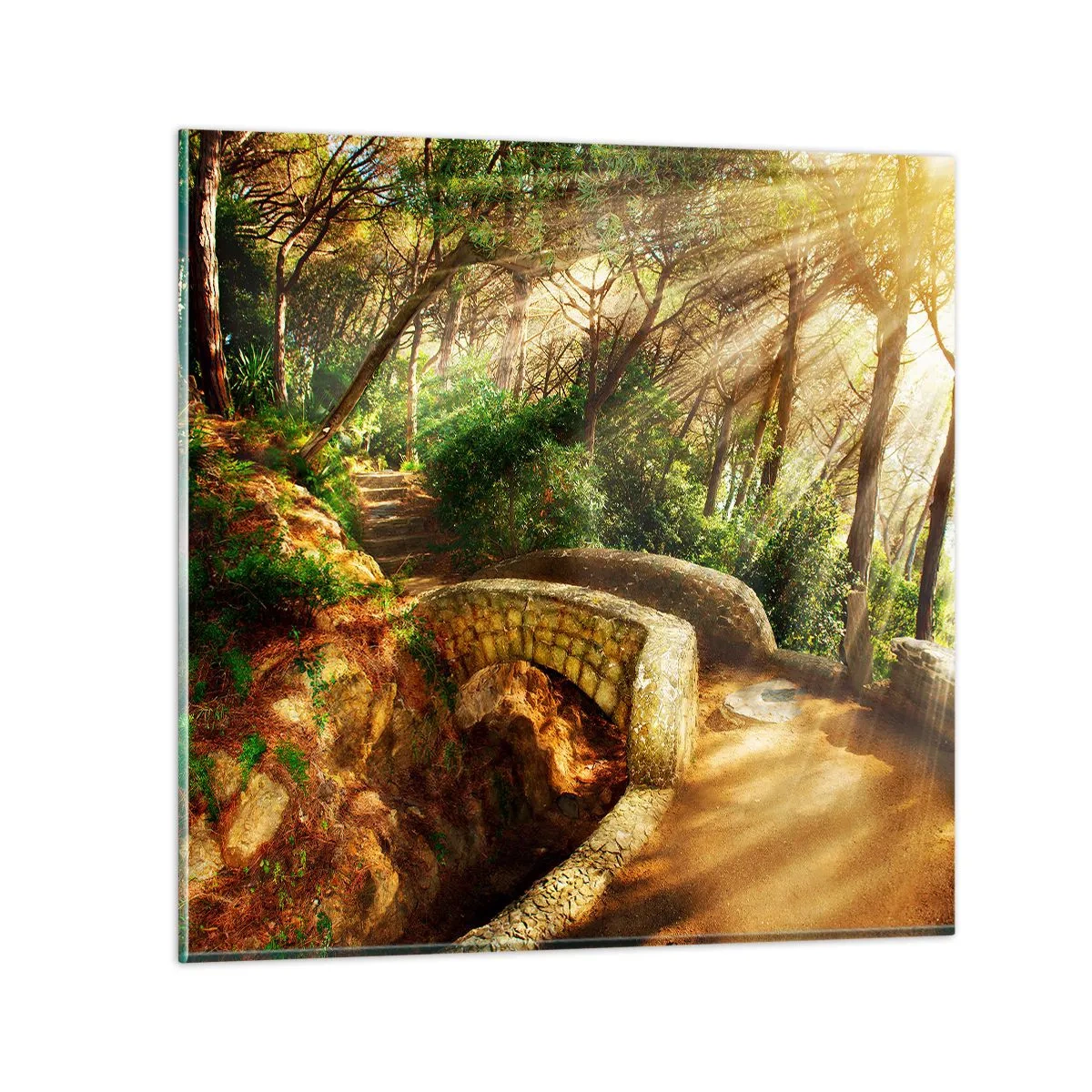 Glasbild - Bild auf glas - Direkt von der Brücke in den Märchenwald - 30x30 cm