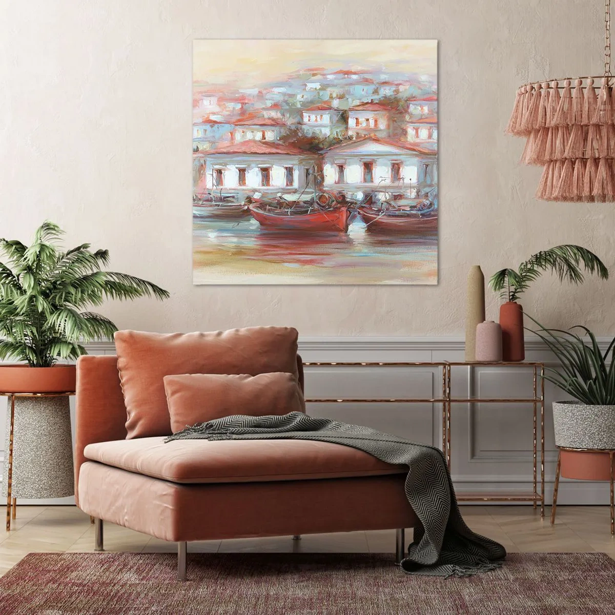 Bild auf Leinwand - Leinwandbild - Glückliche Stadt - 50x50 cm