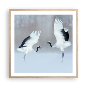 Poster in einem Rahmen aus heller Eiche - Tanz im Nebel - 60x60 cm