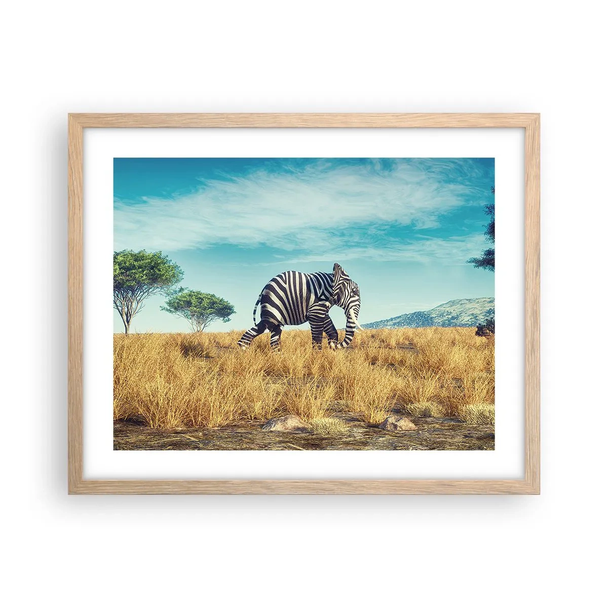 Poster in einem Rahmen aus heller Eiche - Grau ist nicht mehr in Mode - 50x40 cm