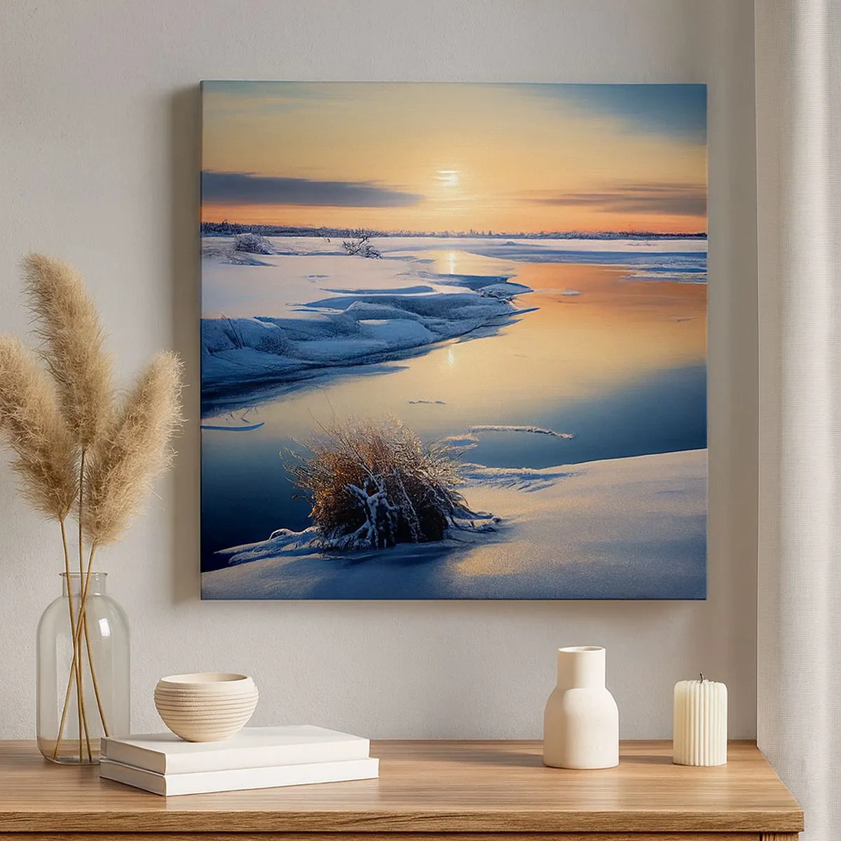 Bild auf Leinwand - Leinwandbild - Wintersonnenuntergang - 30x30 cm