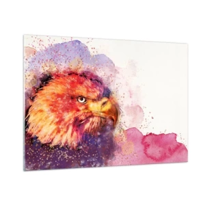 Glasbild - Bild auf glas - Aquarellporträt eines Adlers in intensiven Farben - 100x70cm - Du willst nicht wissen, woran ich denke - Moderne Wanddekoration für Wohnzimmer und Schlafzimmer ARTTOR