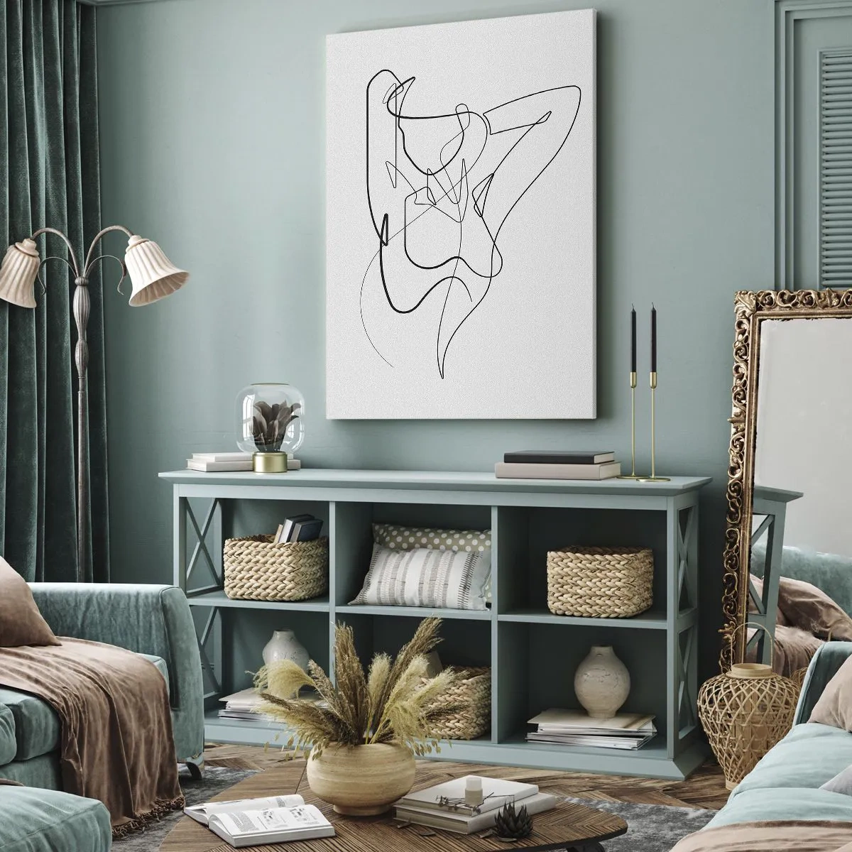 Bild auf Leinwand - Leinwandbild - Minimalistischer Umriss einer weiblichen Silhouette - 80x120cm - So, wie du wirklich bist ... - Moderne Wanddekoration für Wohnzimmer und Schlafzimmer ARTTOR