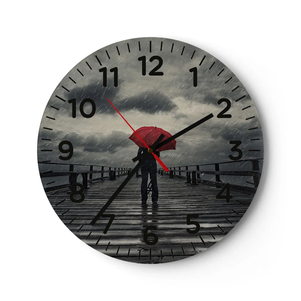 Wanduhr - Glasuhr - Es ist egal, dass es regnet - 40x40 cm