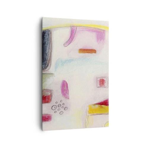 Bild auf Leinwand - Leinwandbild - Bunte abstrakte Formen auf hellem Hintergrund - 80x120cm - Eher konvex als konkav oder flach - Moderne Wanddekoration für Wohnzimmer und Schlafzimmer ARTTOR