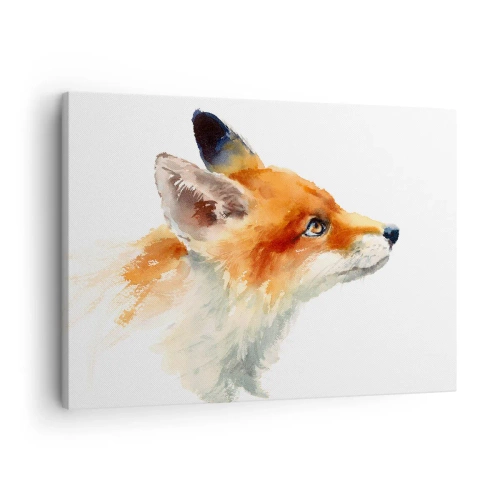Bild auf Leinwand - Leinwandbild - Rotfuchs im Aquarellstil auf weißem Hintergrund - 70x50cm - Man kann nie vorsichtig genug sein - Moderne Wanddekoration für Wohnzimmer und Schlafzimmer ARTTOR