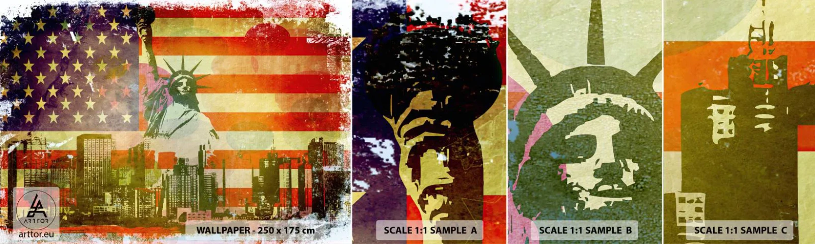 Fototapetenmuster Standard Eco - Viva Amerika! - New York, USA, Freiheitsstatue - 100x30 cm