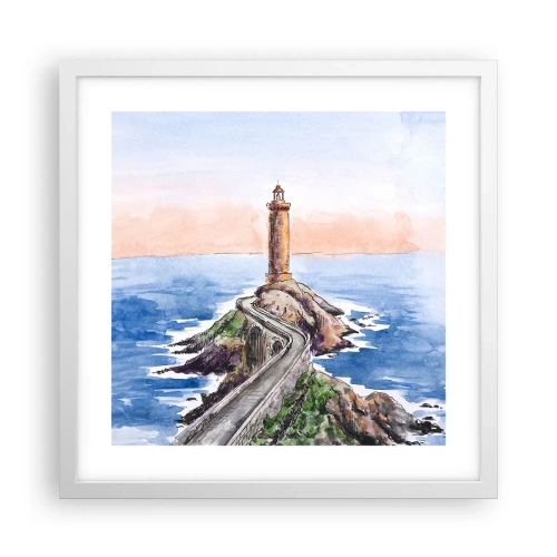 Poster in einem weißen Rahmen - Dem Meer zugewandt - 40x40 cm