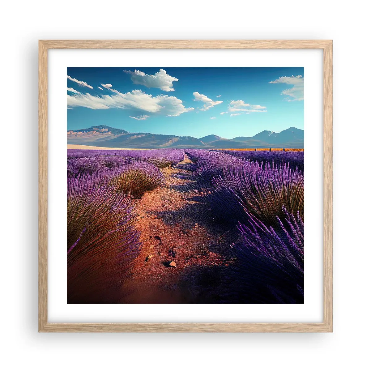 Poster in einem Rahmen aus heller Eiche - Duftende Felder - 50x50 cm