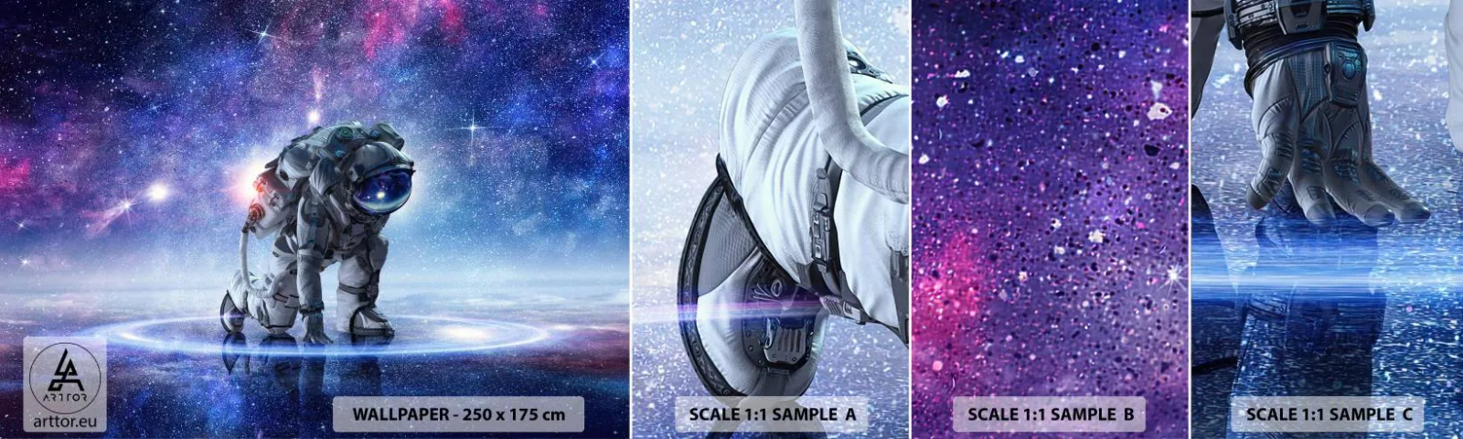 Fototapetenmuster Standard Eco - Der Sternenhimmel über mir - Kosmonaut, Kosmos, Astronaut - 100x30 cm