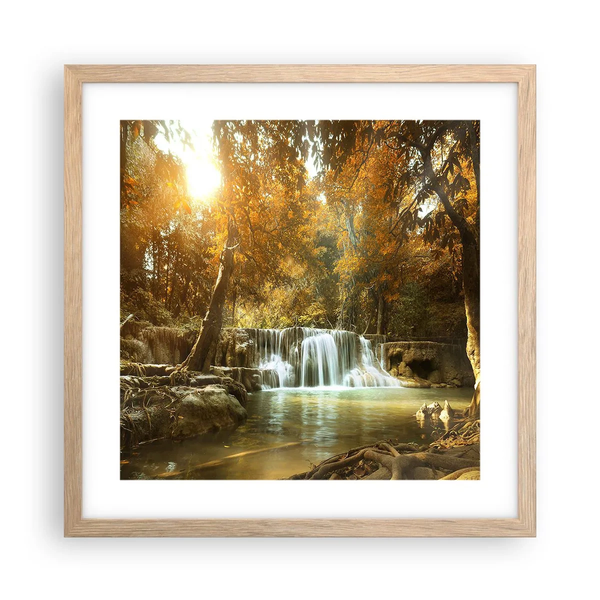Poster in einem Rahmen aus heller Eiche - Parkkaskade - 40x40 cm