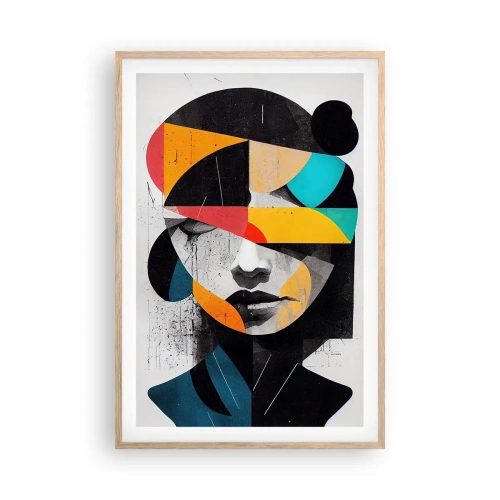 Poster in einem Rahmen aus heller Eiche - Mehrfarbiges Innenporträt - 61x91 cm