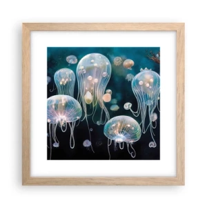 Poster in einem Rahmen aus heller Eiche - Unterwasserball - 30x30 cm