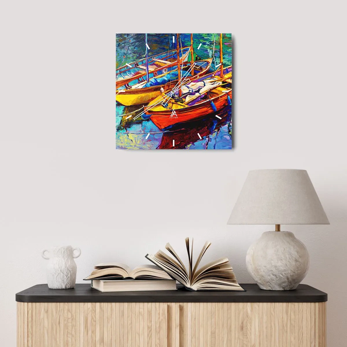Wanduhr - Glasuhr - Auf Wasser dick mit Farben - 30x30 cm