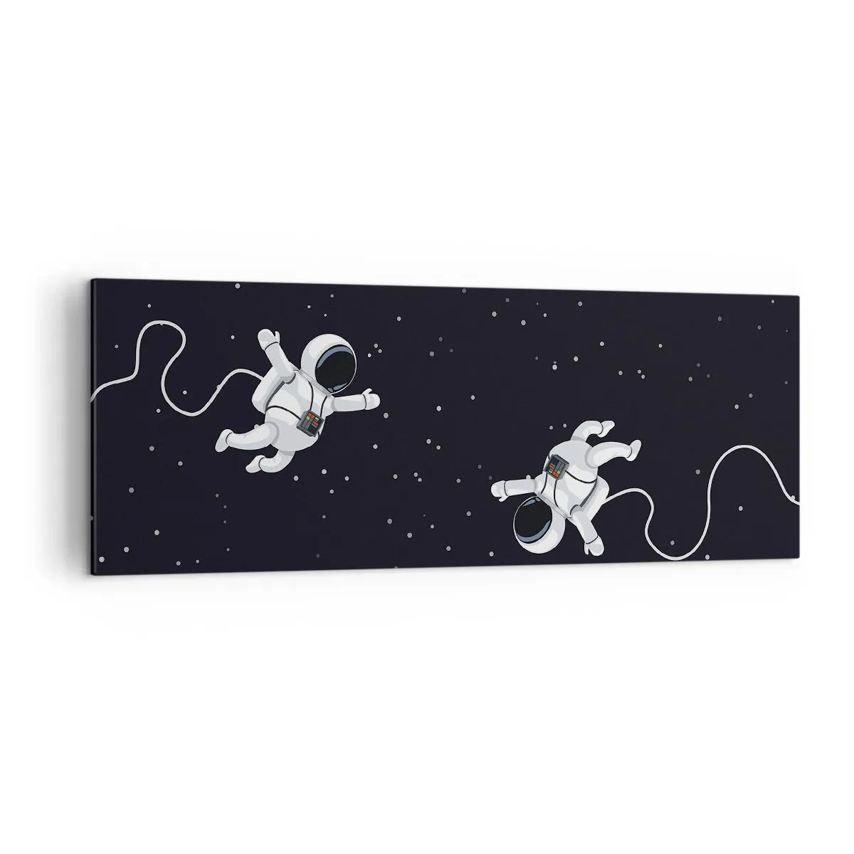 Bild auf Leinwand - Leinwandbild - Astronauten schweben im Weltraum vor dem Hintergrund der Sterne - 140x50cm - Kosmischer Tanz - Moderne Wanddekoration für Wohnzimmer und Schlafzimmer ARTTOR